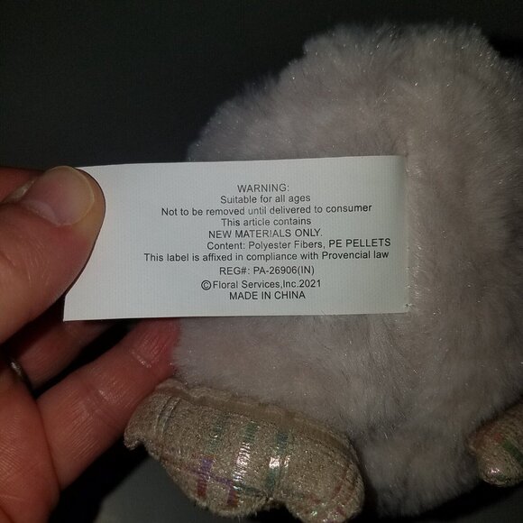 Floral Services Tan/Gray Owl Plush Lovey Sleeping Bird 10" Stuffed Toy Greige - Picture 8 of 9